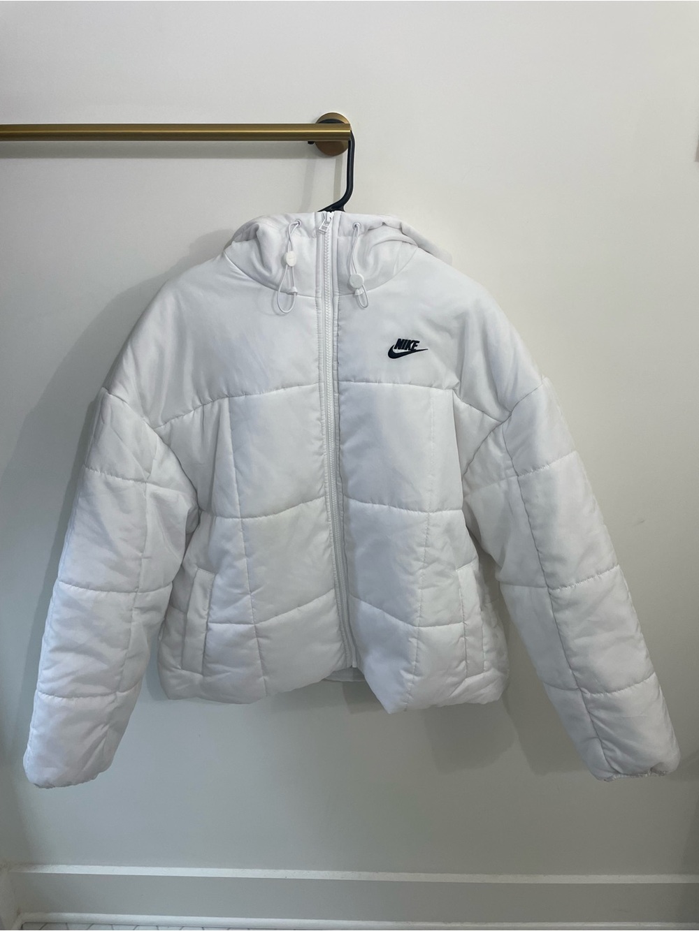White Nike puffer coat